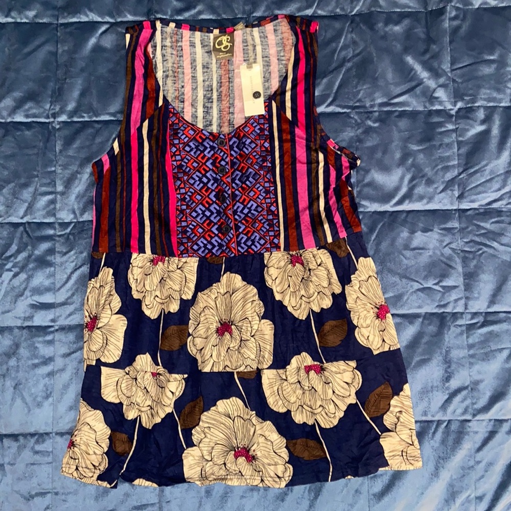 Anthropologie Flower Print top ~ Small